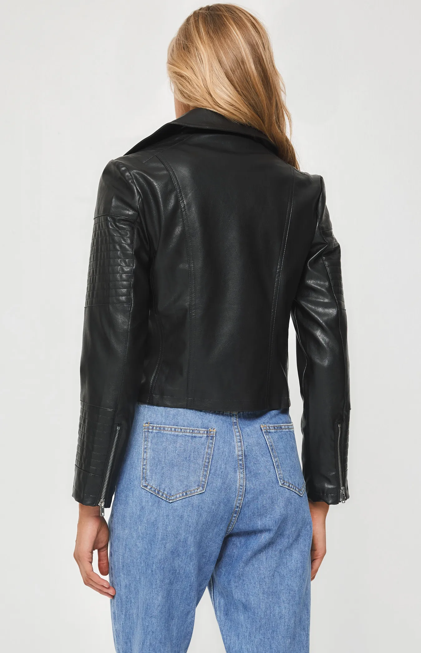 Stitch Panel Faux Leather Jacket