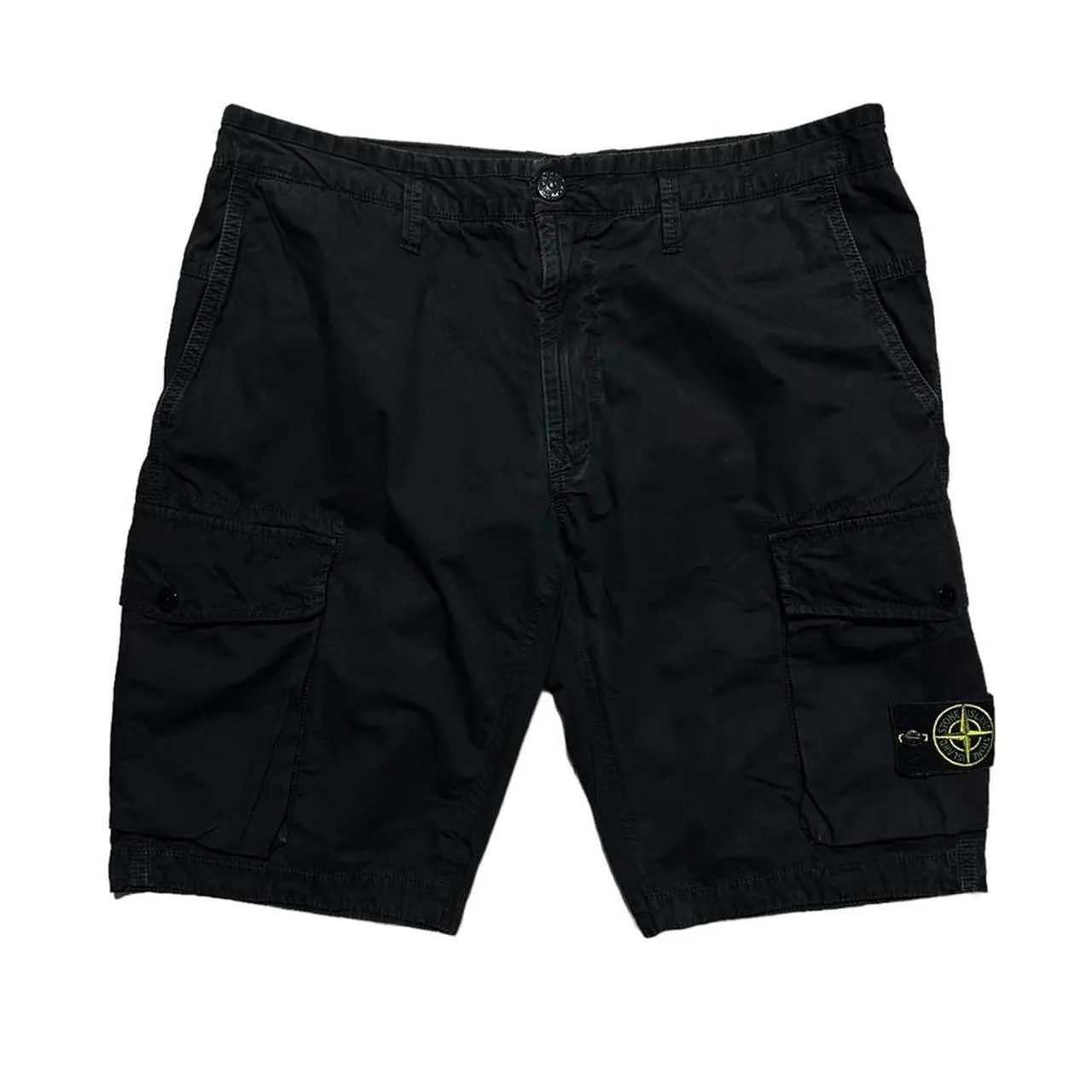 Stone Island Black Canvas Cargo Shorts