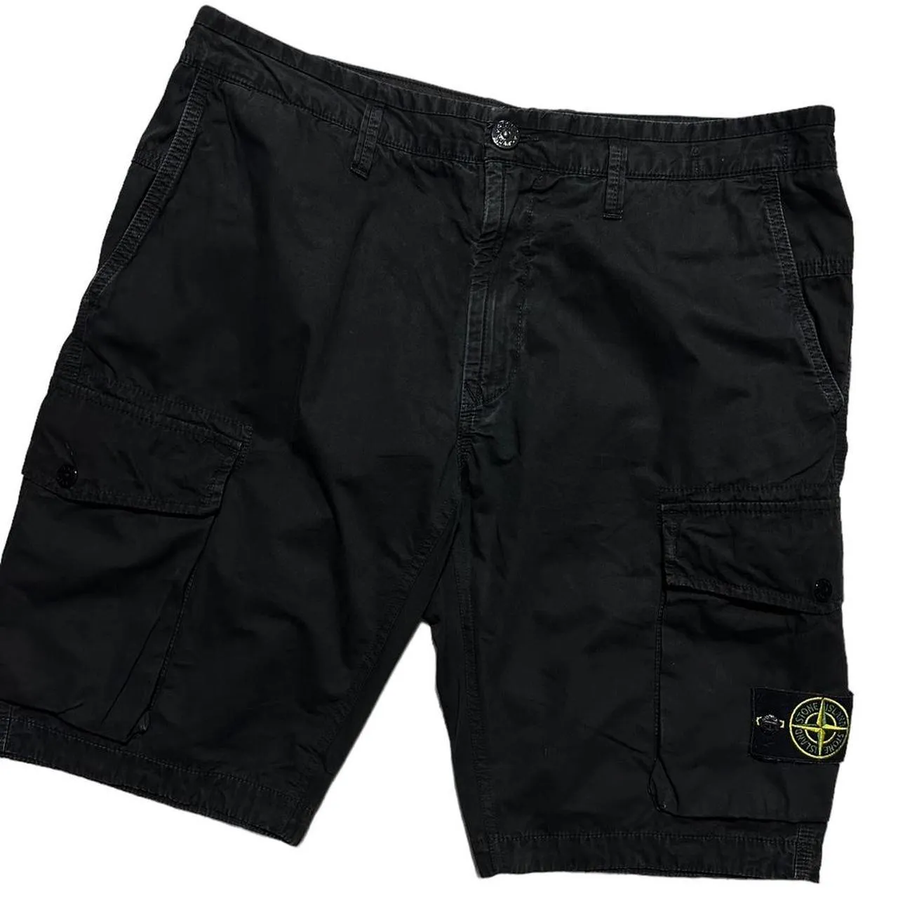 Stone Island Black Canvas Cargo Shorts