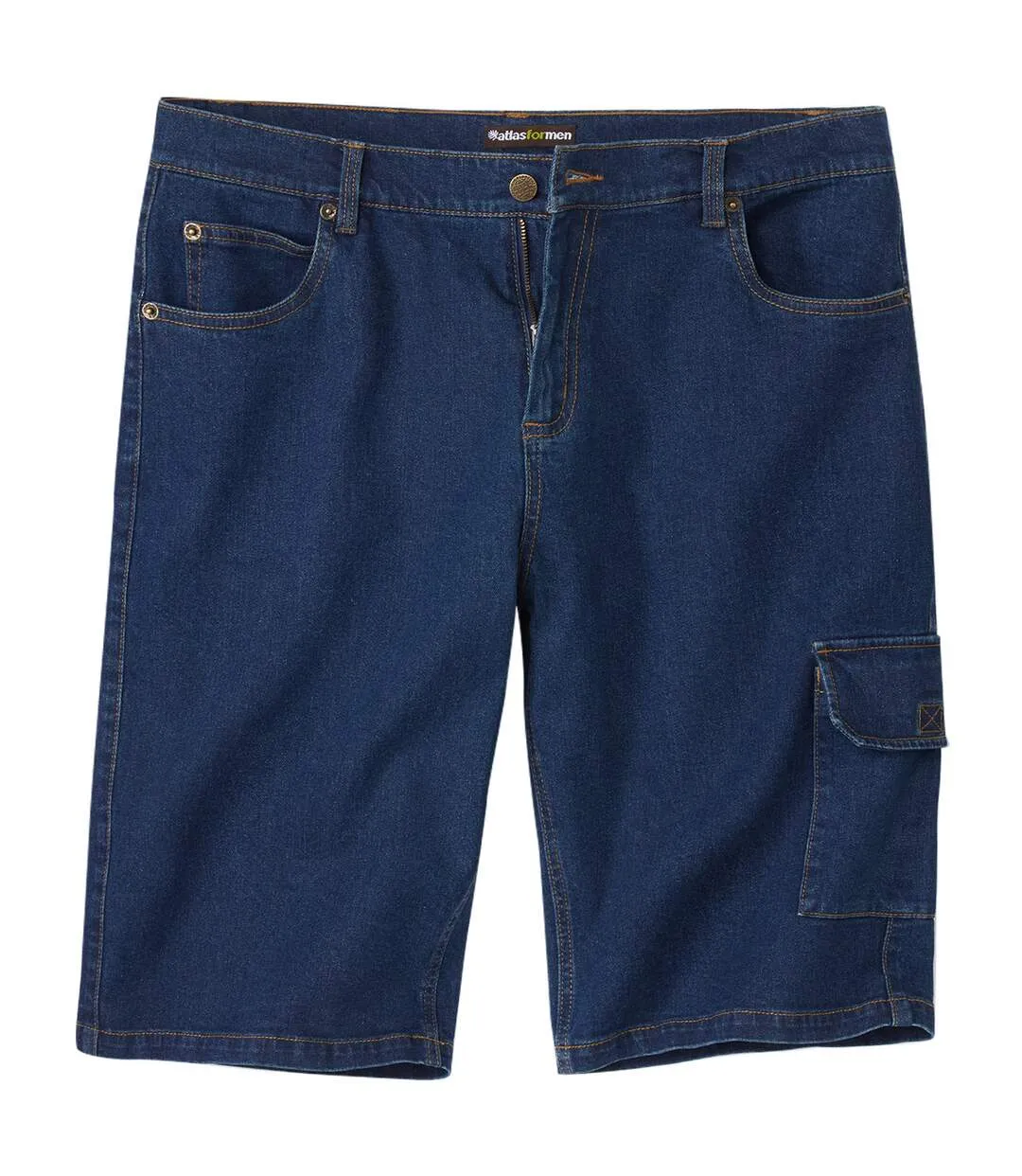 Stretchy Denim Cargo Shorts Men Dark Blue