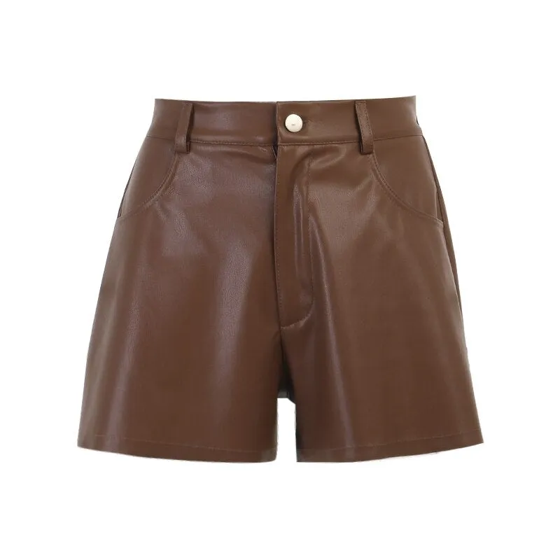 Autumn Sexy Streetwear Synthetic Leather Shorts