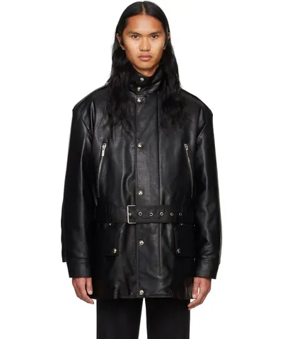 System Black Safari Faux-Leather Jacket