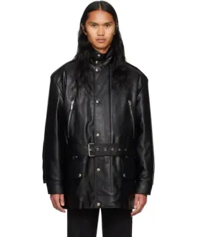 System Black Safari Faux-Leather Jacket