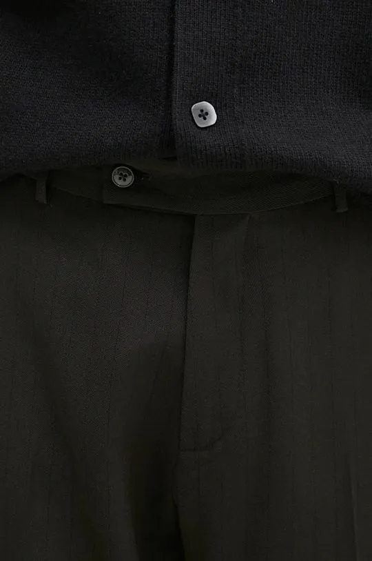 Tailored Relaxed Fit Wool Trousers Black 303WT05006