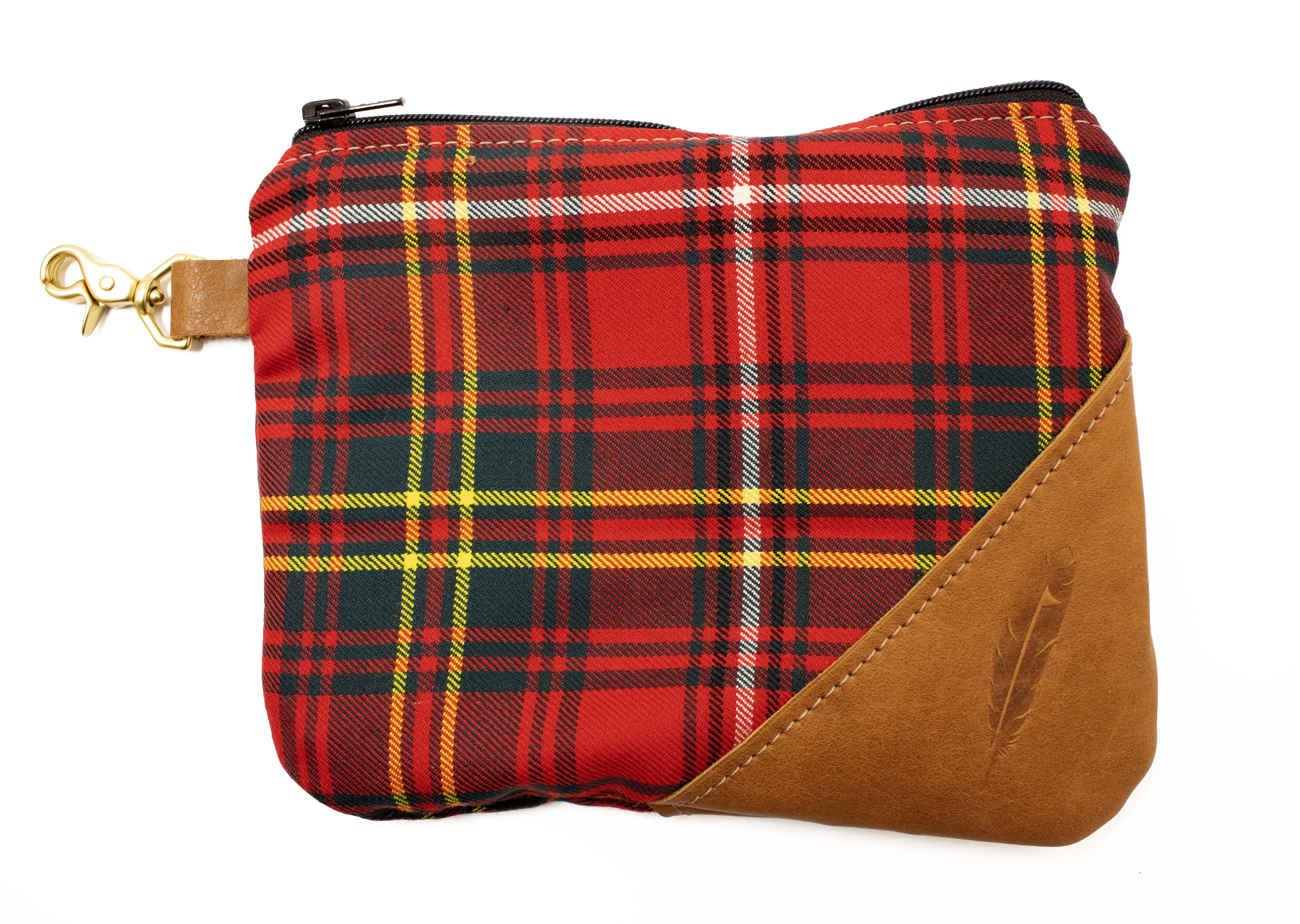 Tartan and Leather Accessory Pouch