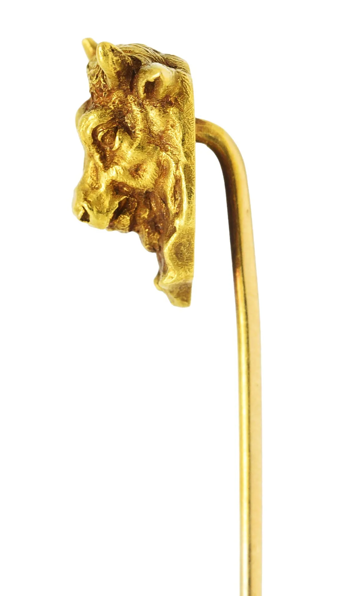 Art Nouveau Taurus Zodiac Stick Pin Yellow Gold 18 Karat