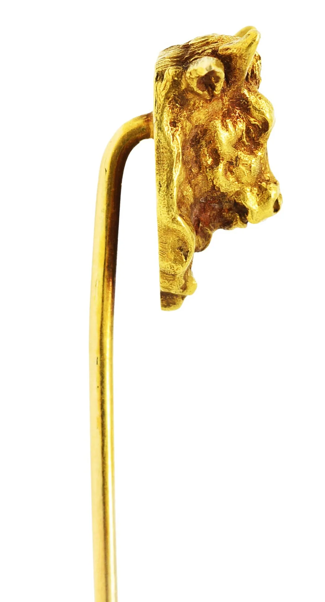 Art Nouveau Taurus Zodiac Stick Pin Yellow Gold 18 Karat