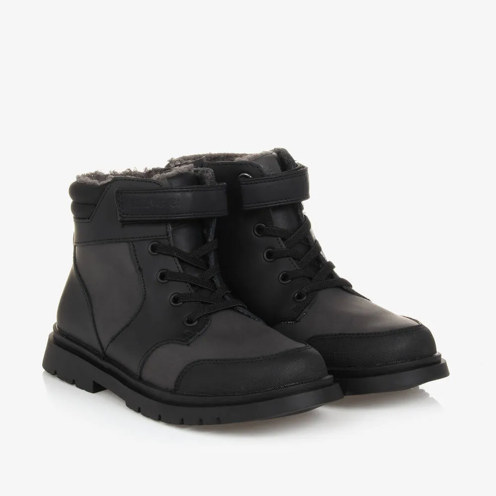 Black Leather Boots for Teen Boys