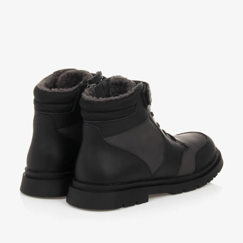 Black Leather Boots for Teen Boys