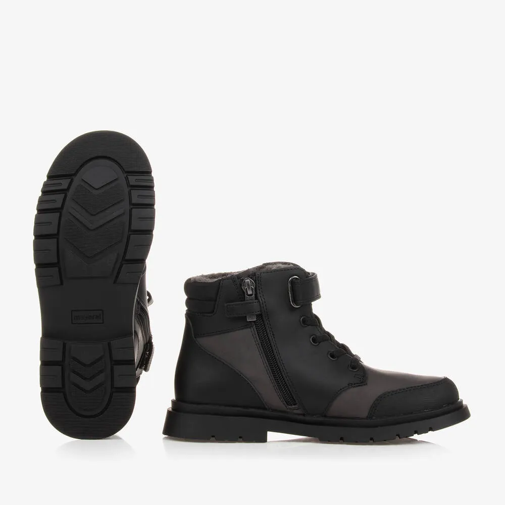 Black Leather Boots for Teen Boys