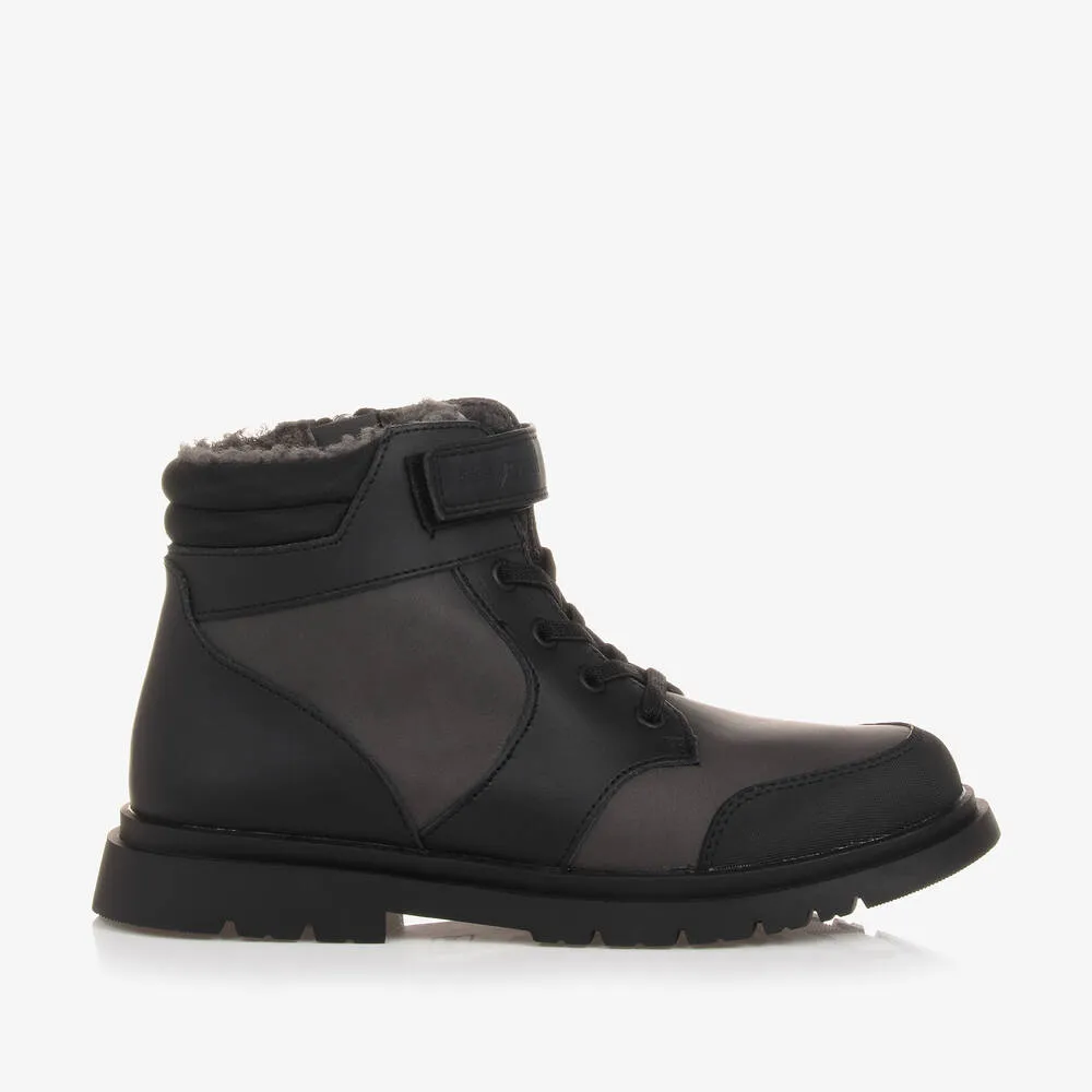 Black Leather Boots for Teen Boys