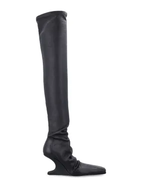 Thigh-High Leather Boots by RICK OWENS