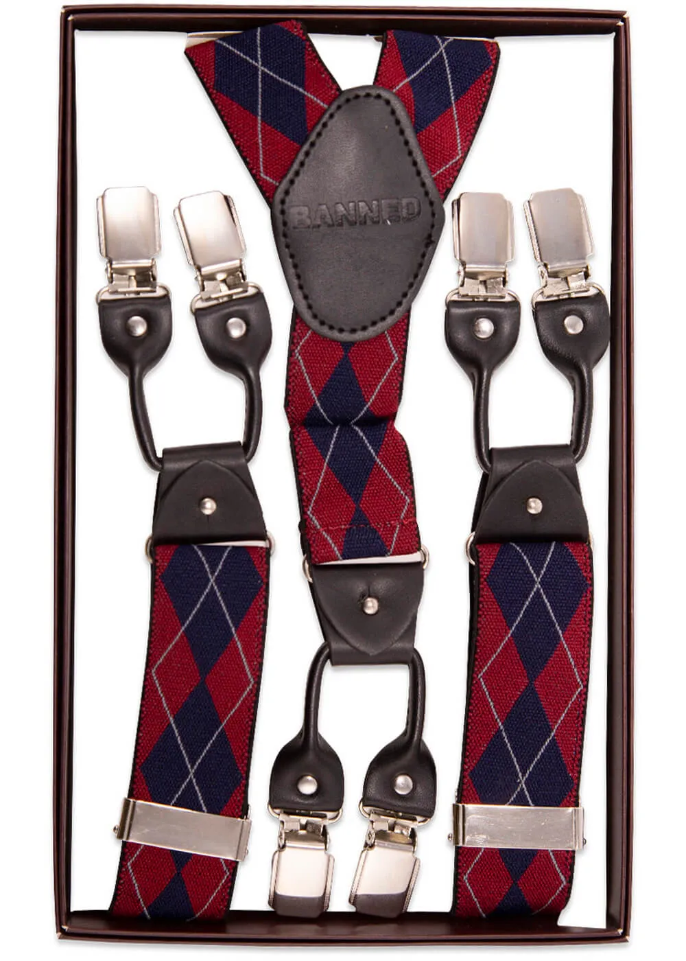 Burgundy Rockabilly Braces with 2 Closure - Timothy for Men by Banned