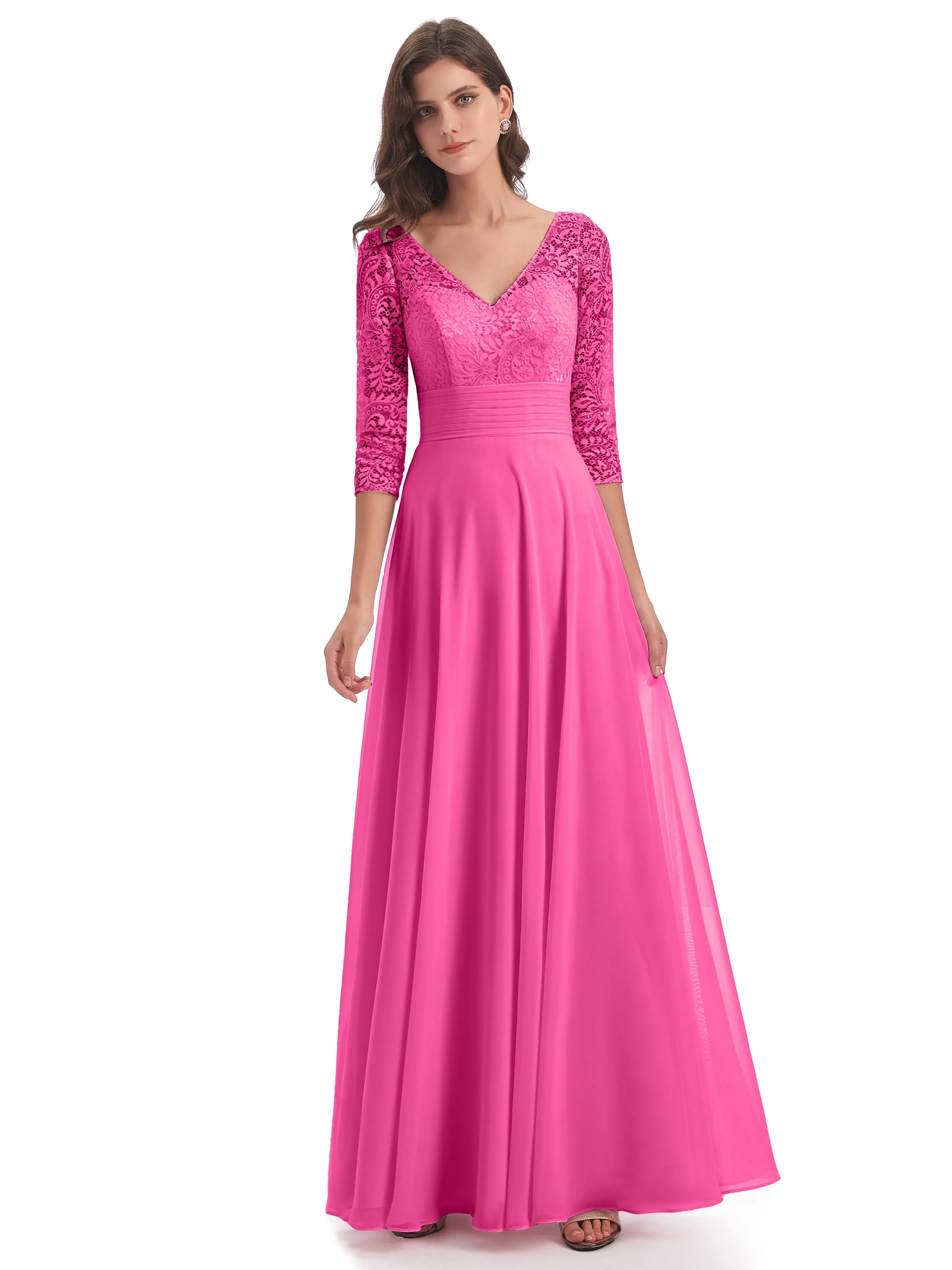 Margaux V-Back 3/4 Sleeve Bridesmaid Dress