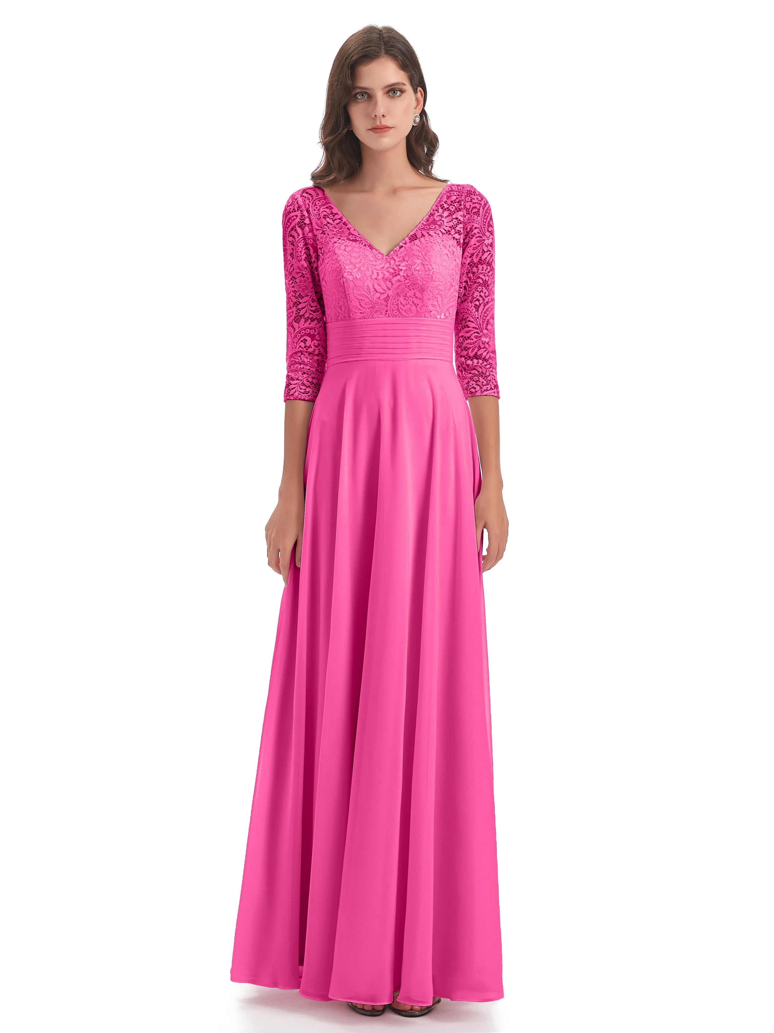 Margaux V-Back 3/4 Sleeve Bridesmaid Dress