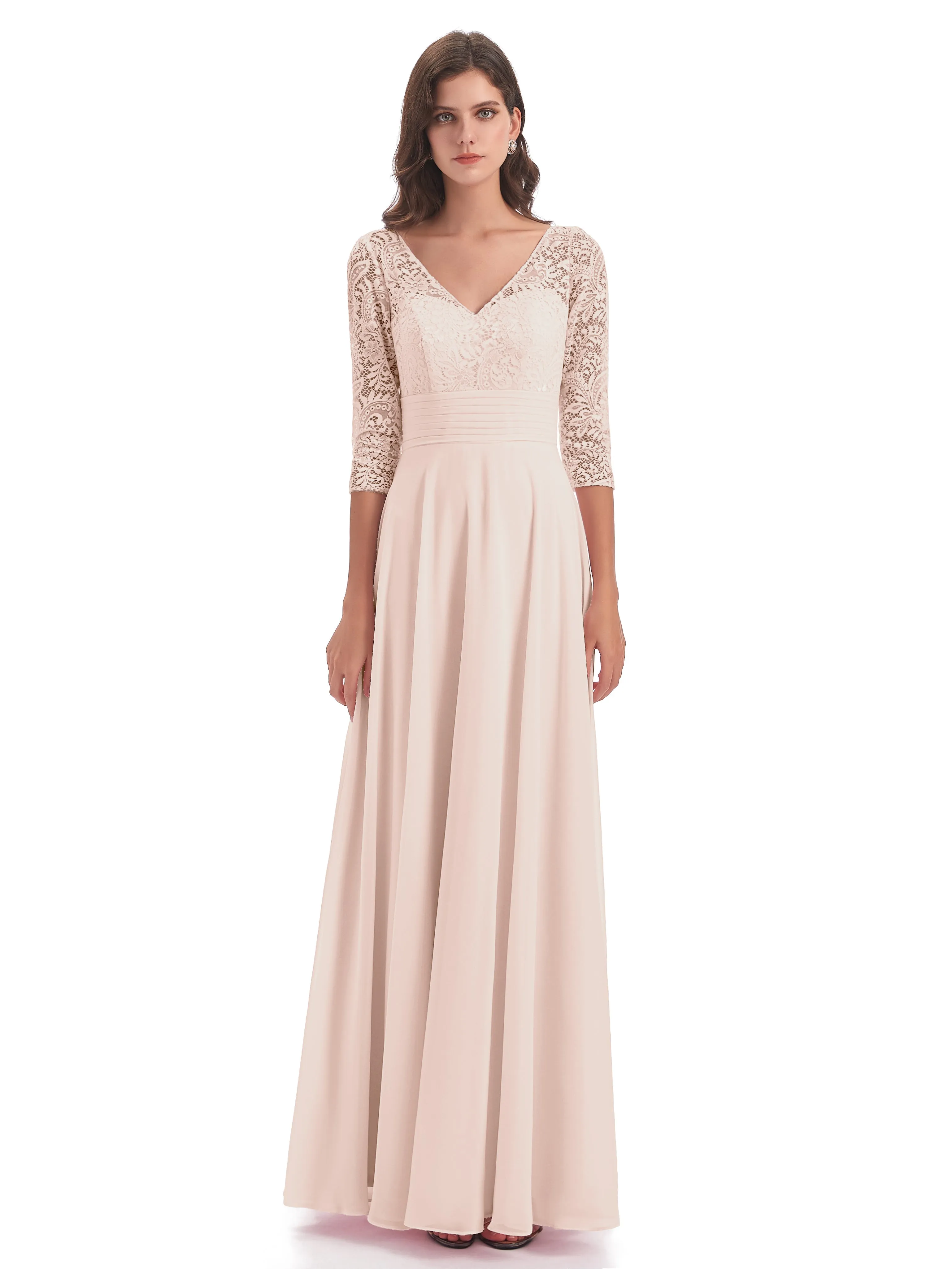 Margaux V-Back 3/4 Sleeve Bridesmaid Dress