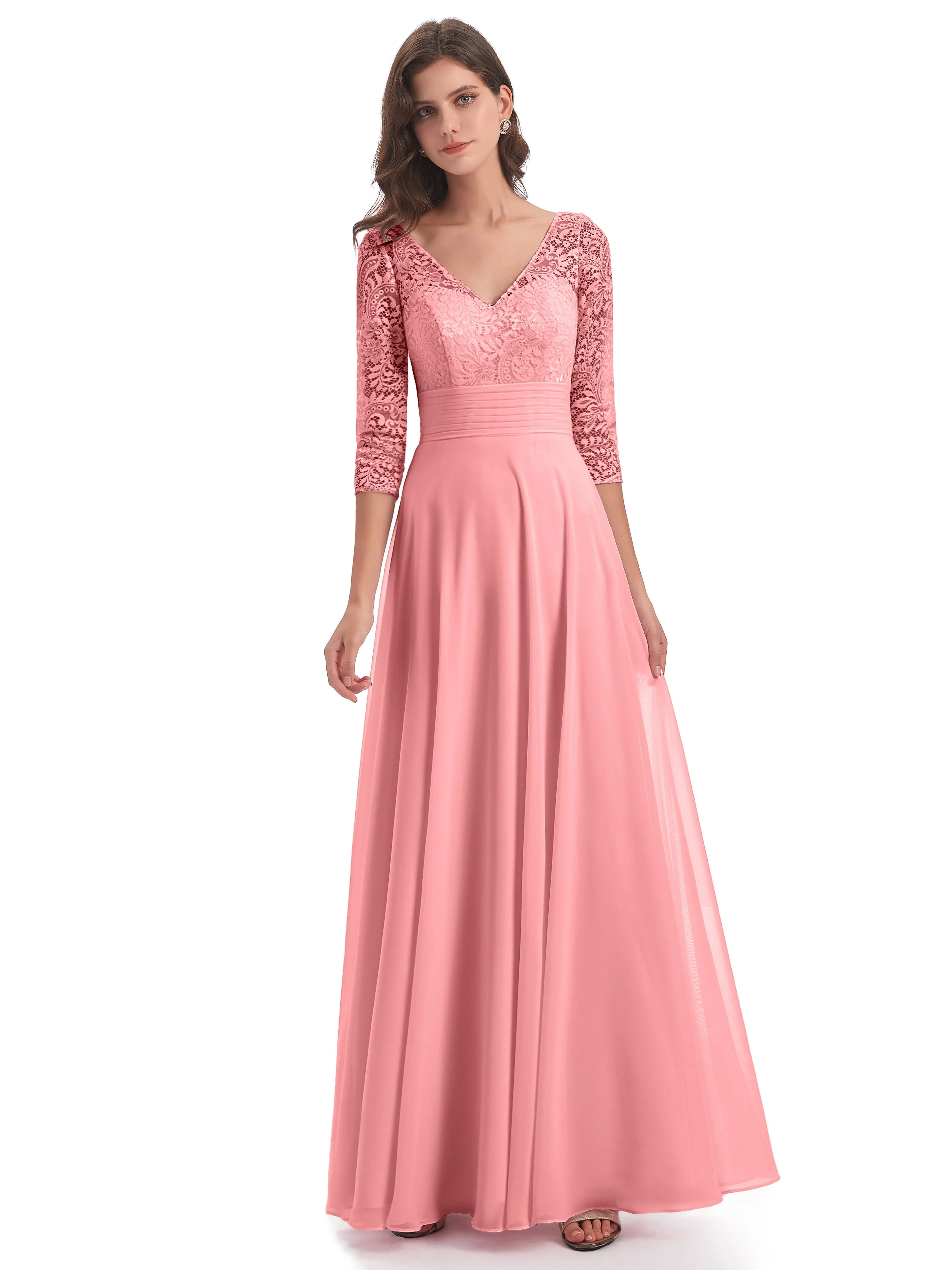 Margaux V-Back 3/4 Sleeve Bridesmaid Dress