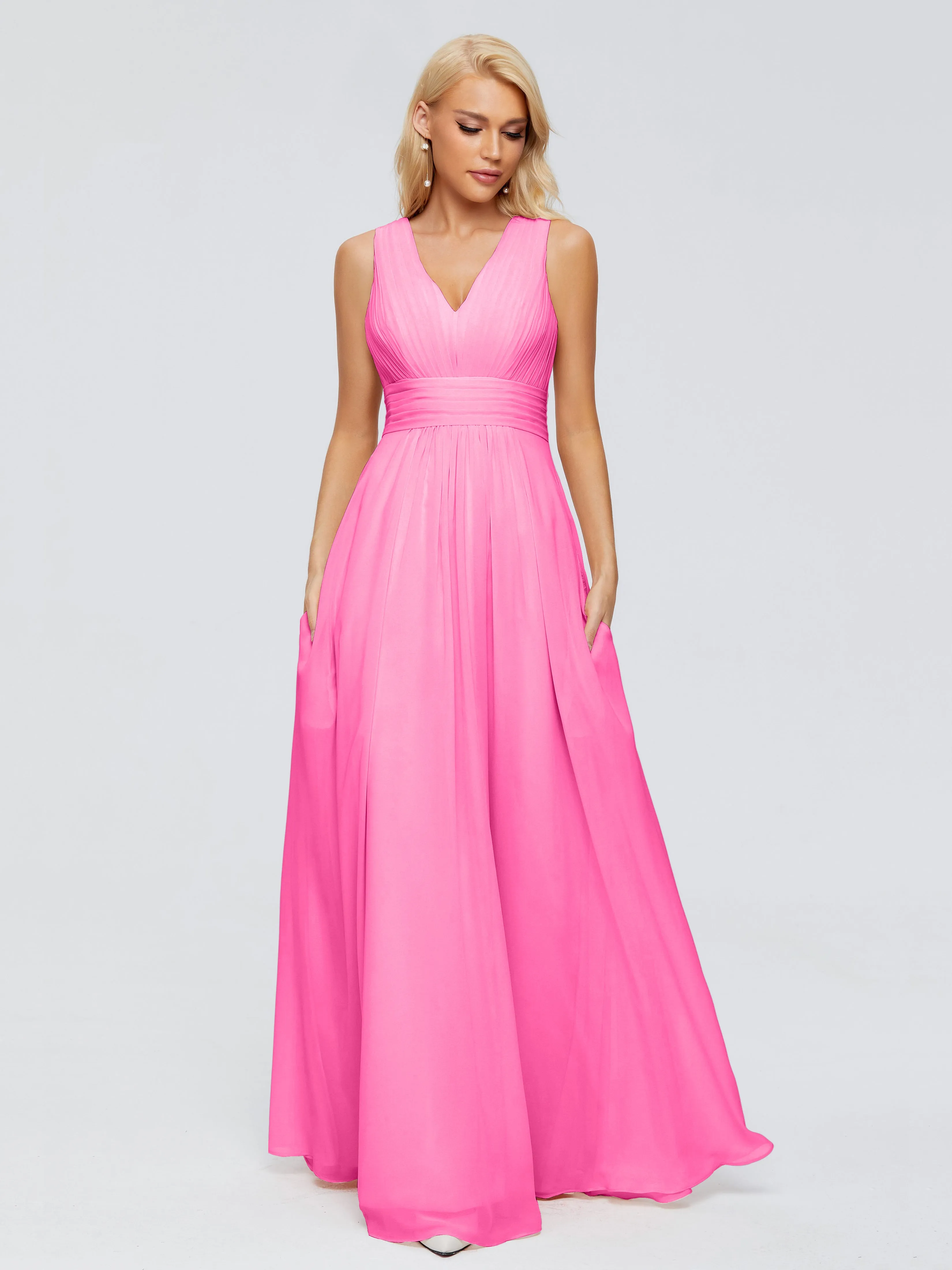 V-Neck Trapeze Strap Evening Dresses