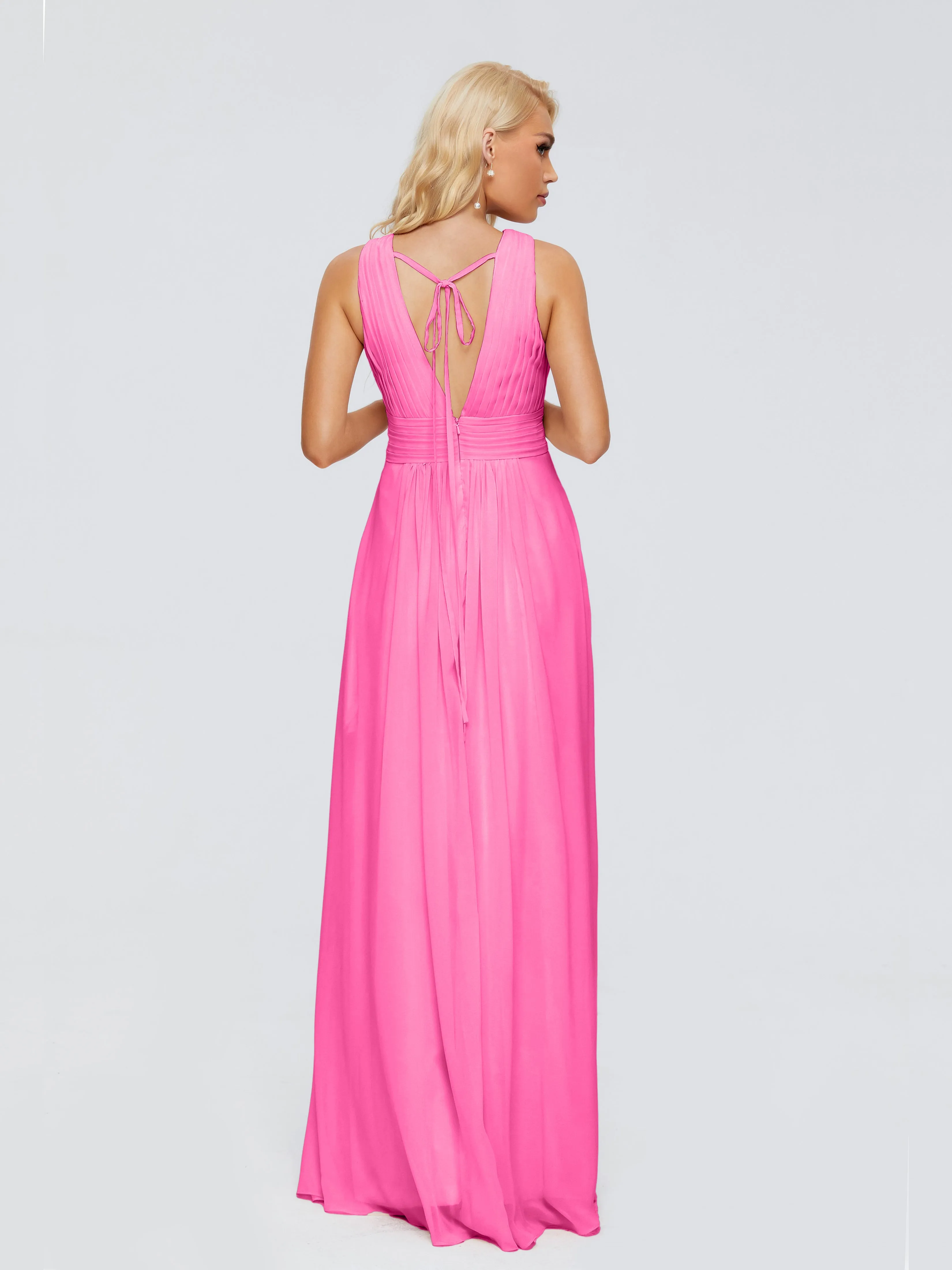 V-Neck Trapeze Strap Evening Dresses