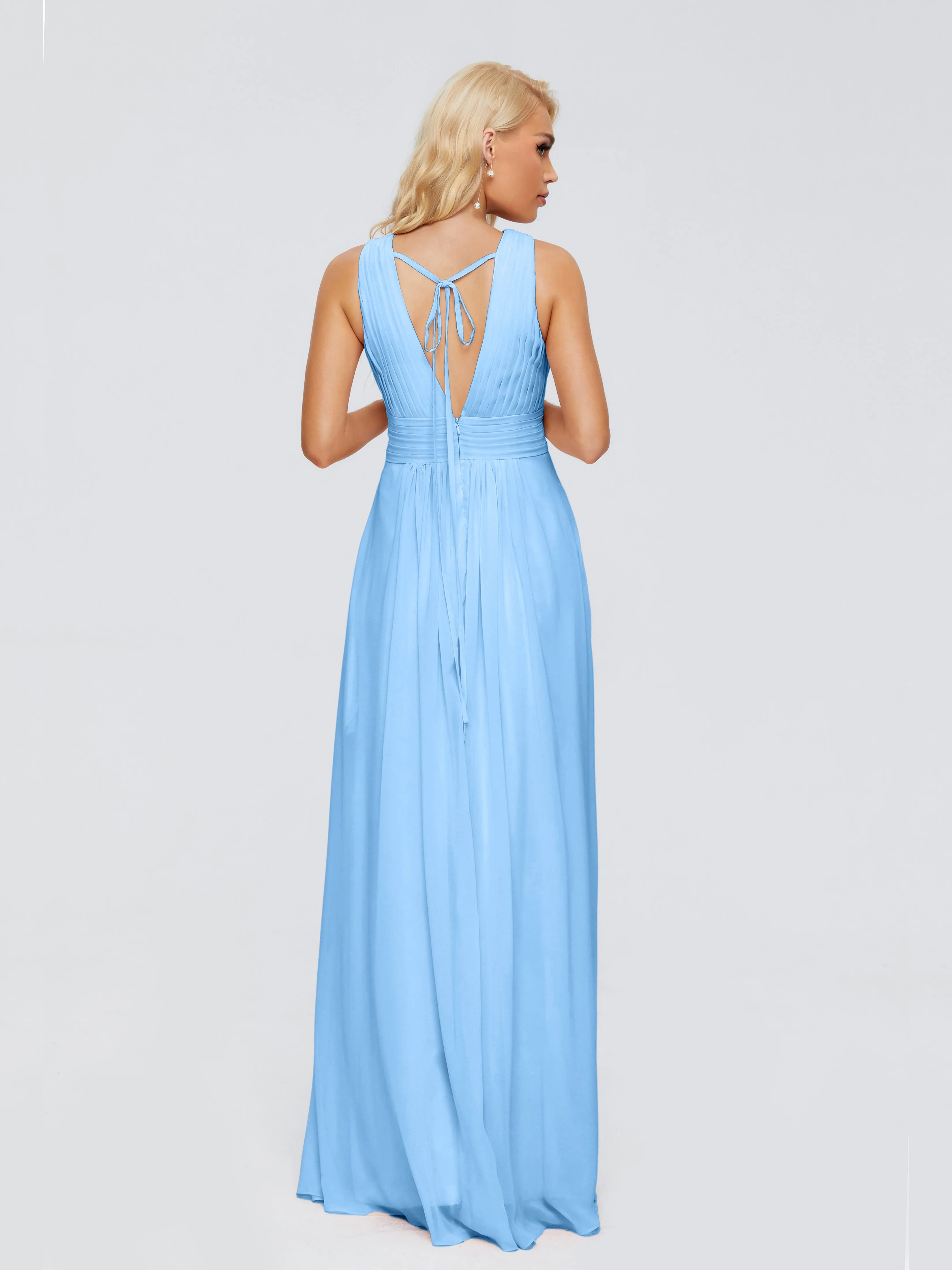 V-Neck Trapeze Strap Evening Dresses