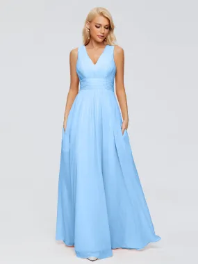 V-Neck Trapeze Strap Evening Dresses