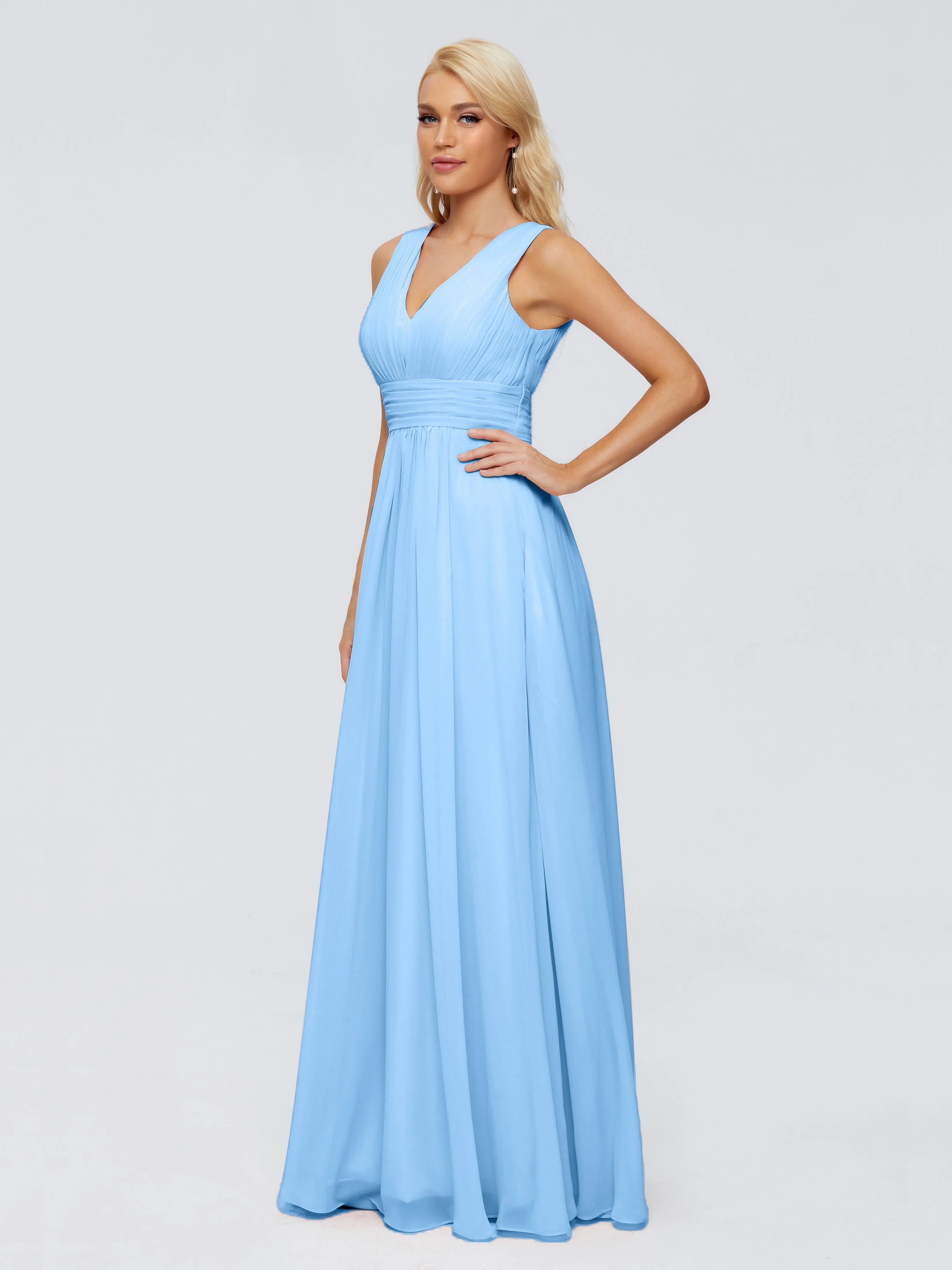 V-Neck Trapeze Strap Evening Dresses