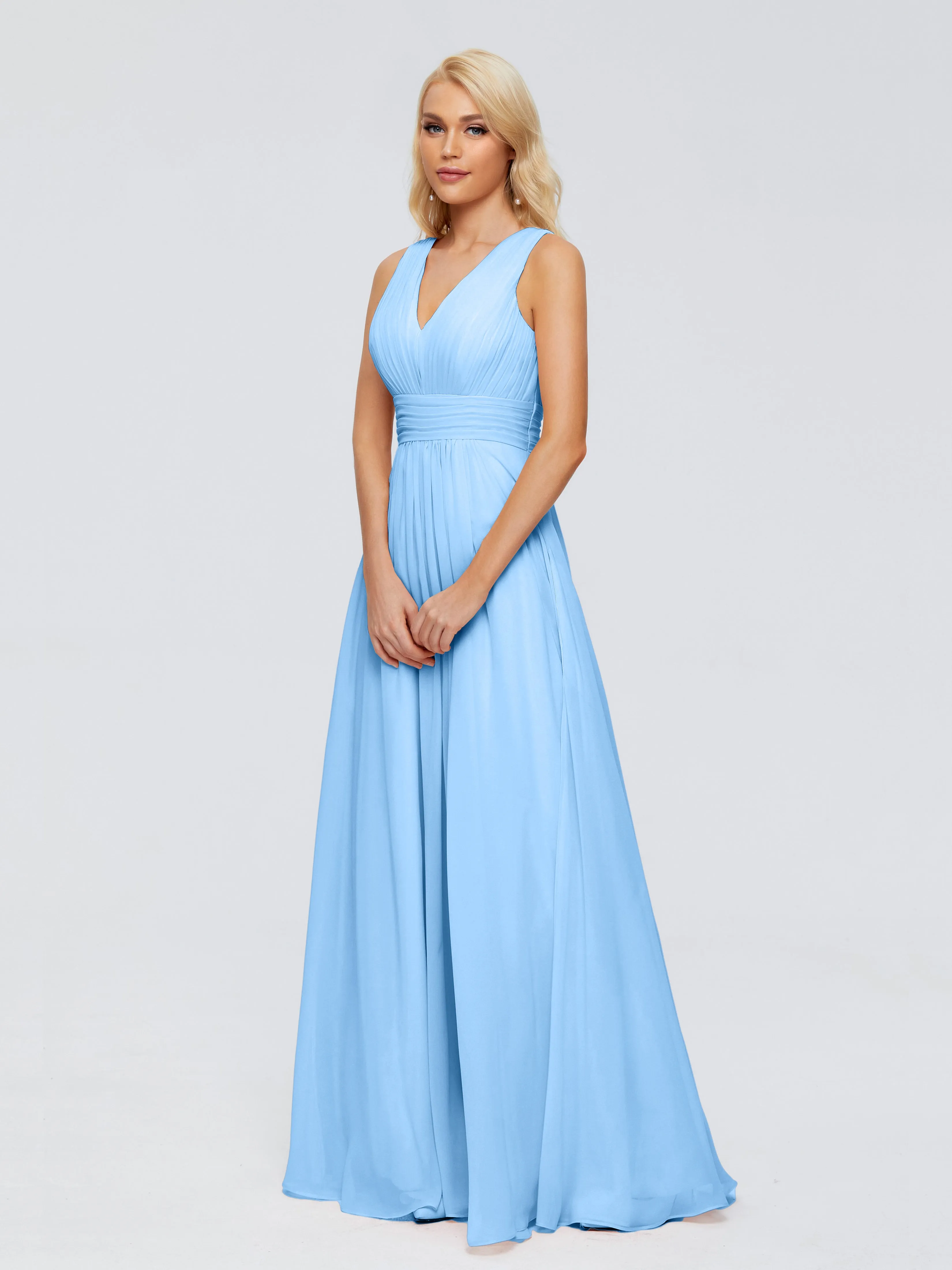 V-Neck Trapeze Strap Evening Dresses