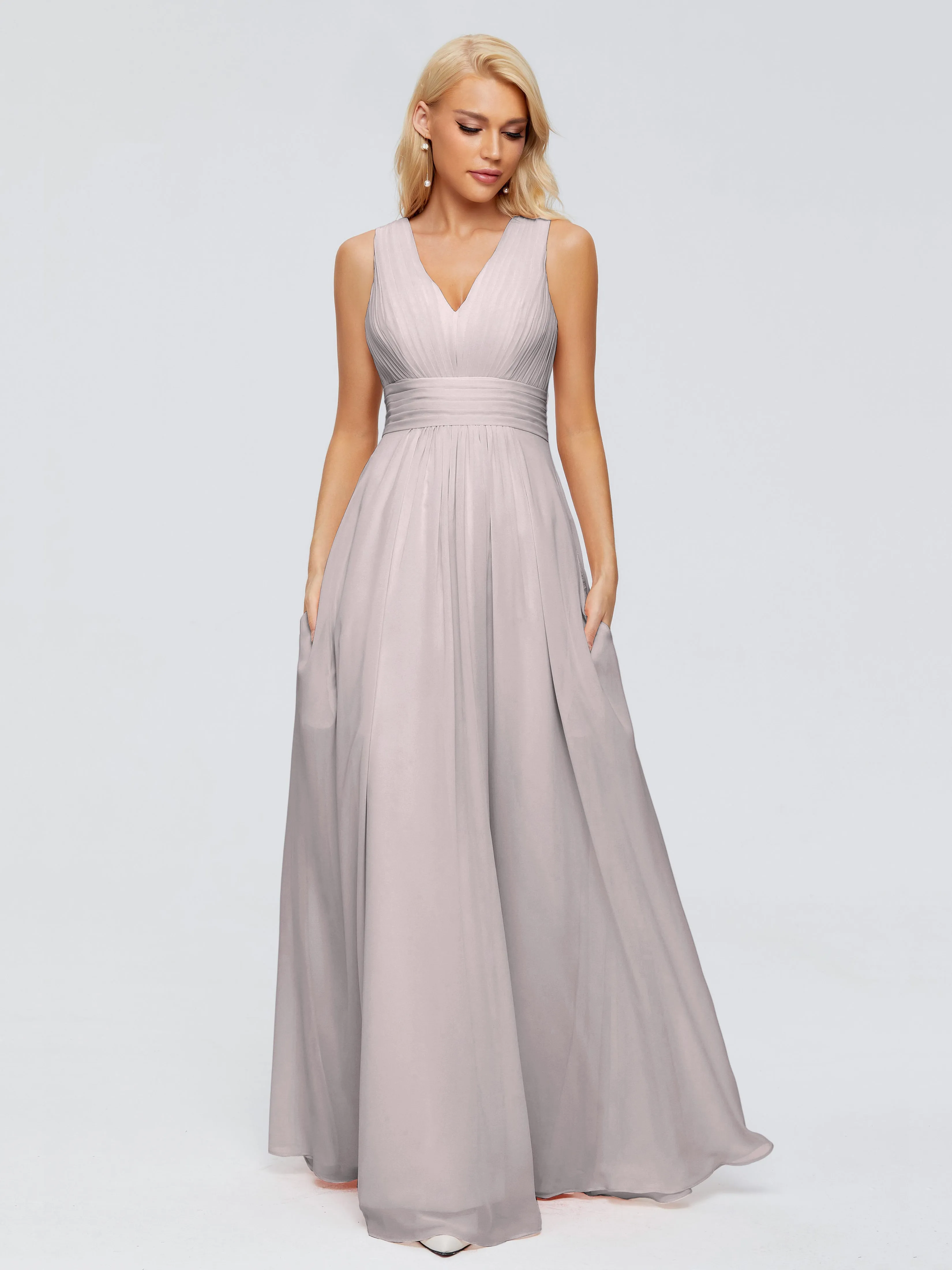 V-Neck Trapeze Strap Evening Dresses