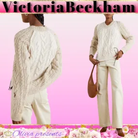 Casual Style Crew Neck Wool Long Sleeves with Office Style by Victoria Beckham