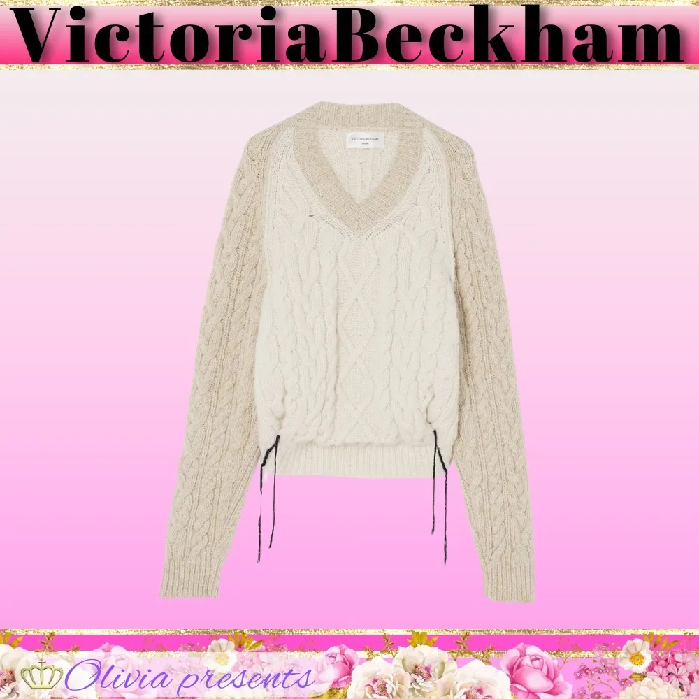 Casual Style Crew Neck Wool Long Sleeves with Office Style by Victoria Beckham