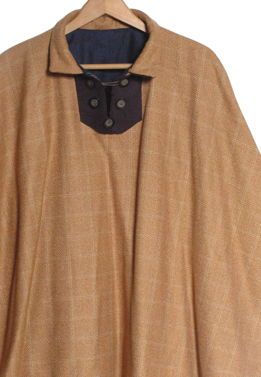 Vintage 1970's Brown Check Poncho from Brick Vintage