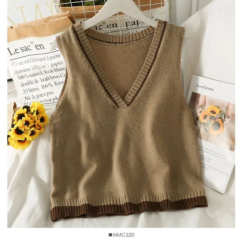 BY9006 Vintage College Style Pleated Dress with Knitted Vest