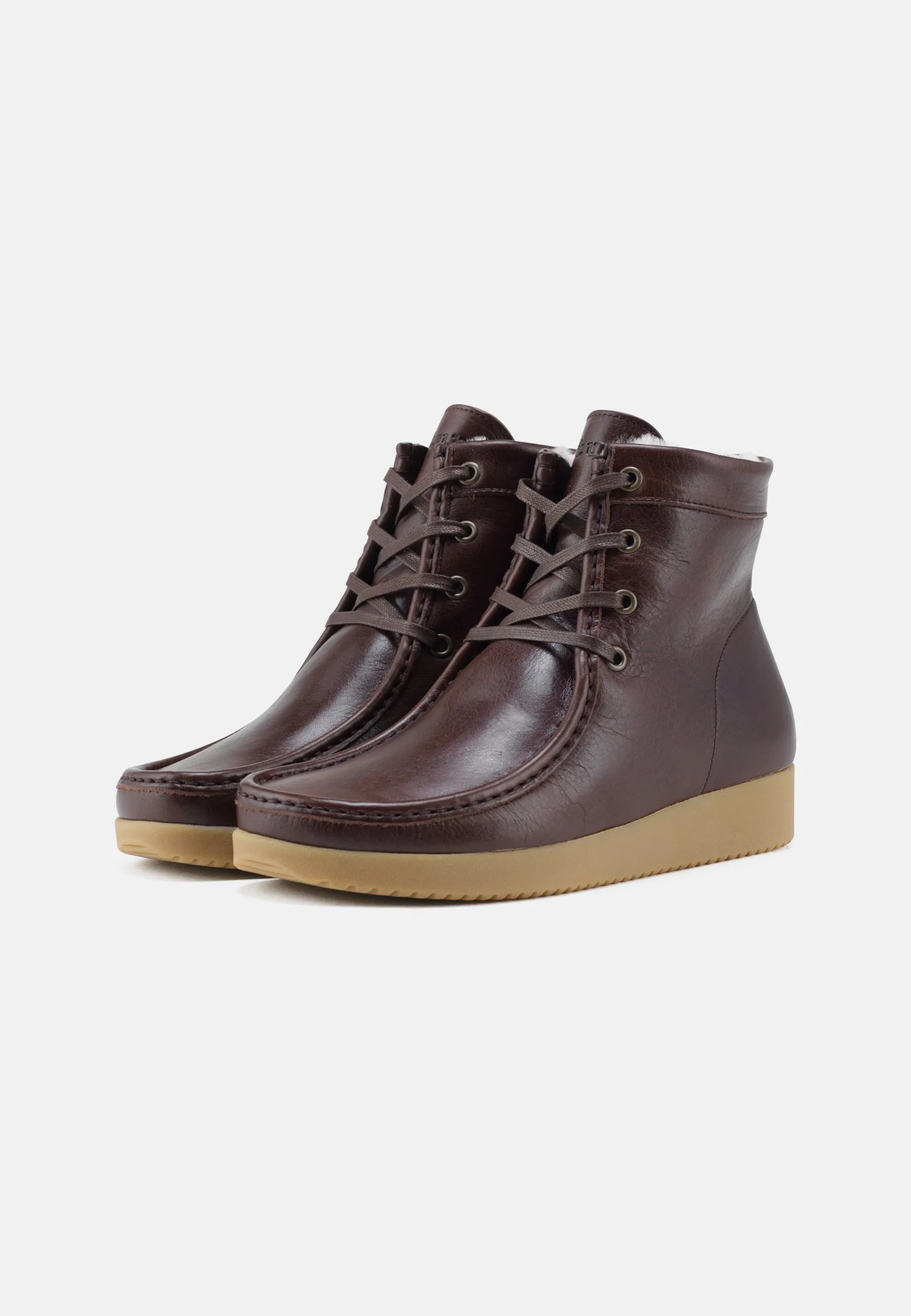 Coffee Asta Insulated Leather Boots