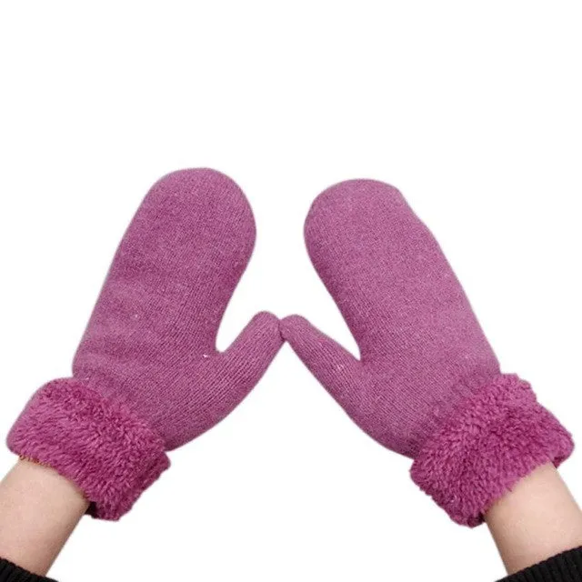 Fleece Mittens in Navy Blue