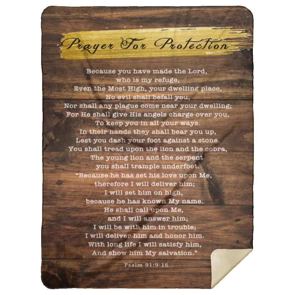 Bible Verses Premium Mink Sherpa Blanket - Prayer for Protection in Wood Design