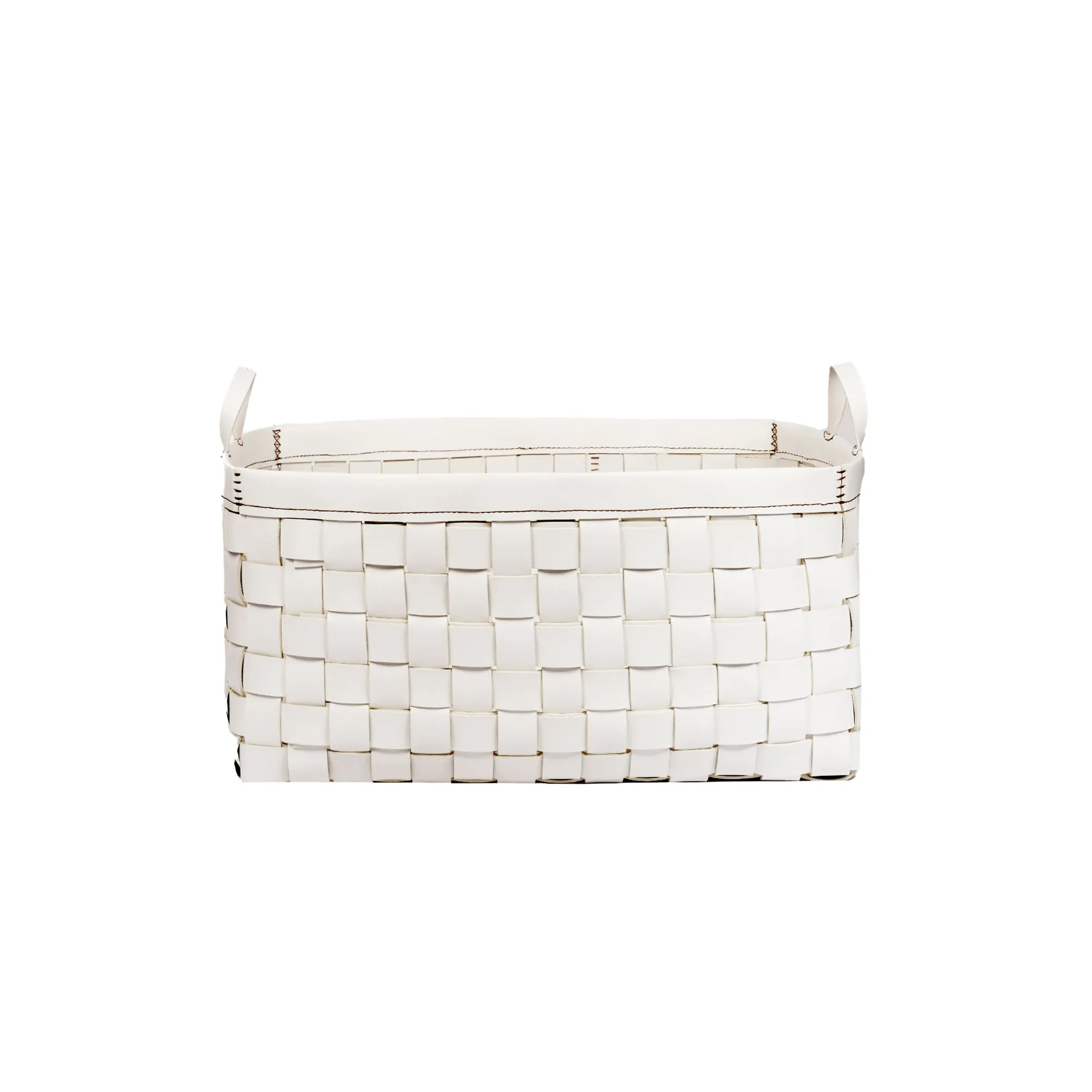 Roomy White Leather Basket Bag