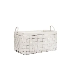 Roomy White Leather Basket Bag