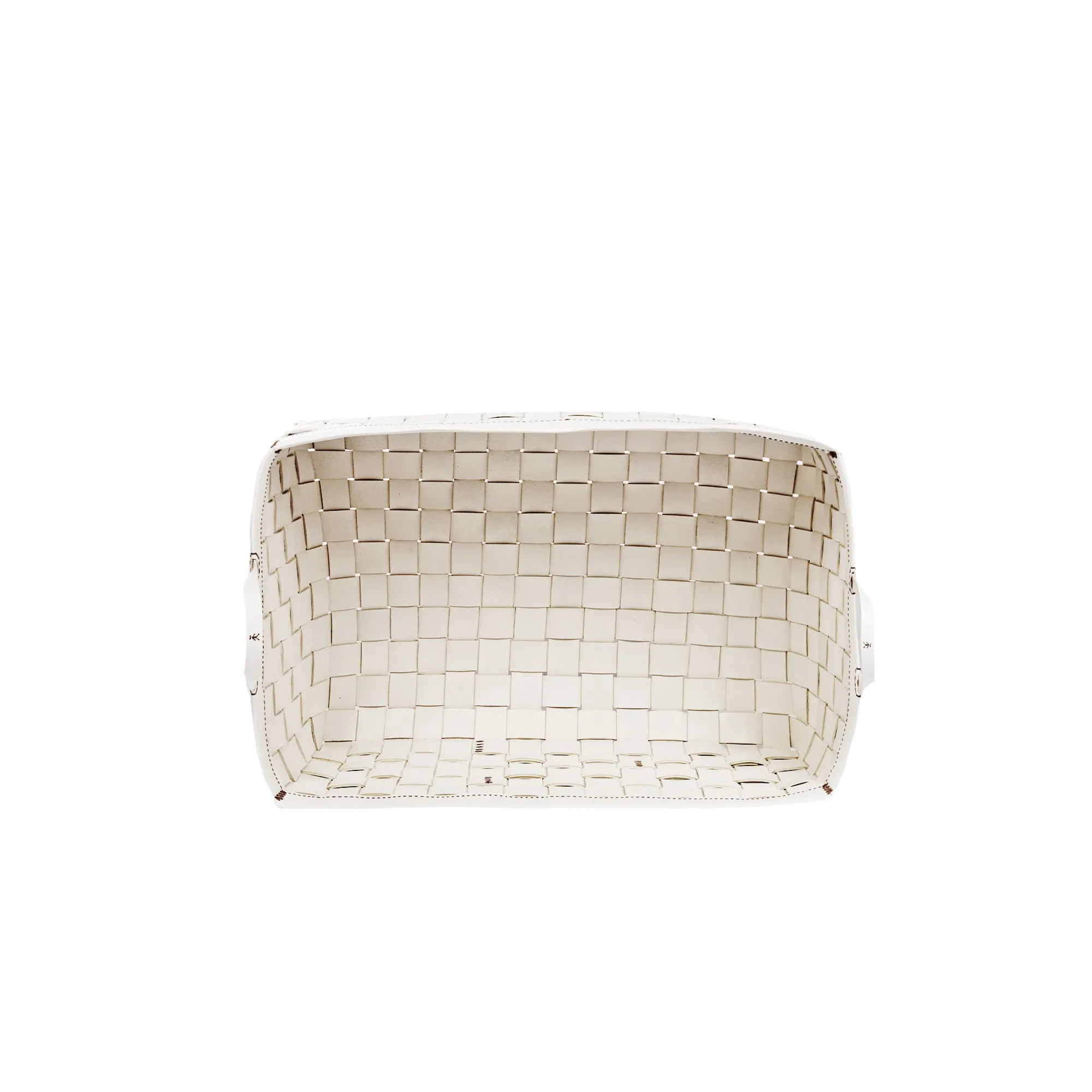 Roomy White Leather Basket Bag