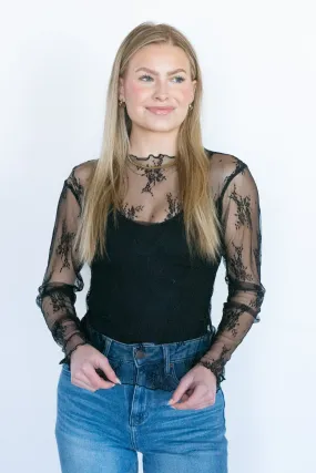 Black Mesh Lace Top for a Wild Look