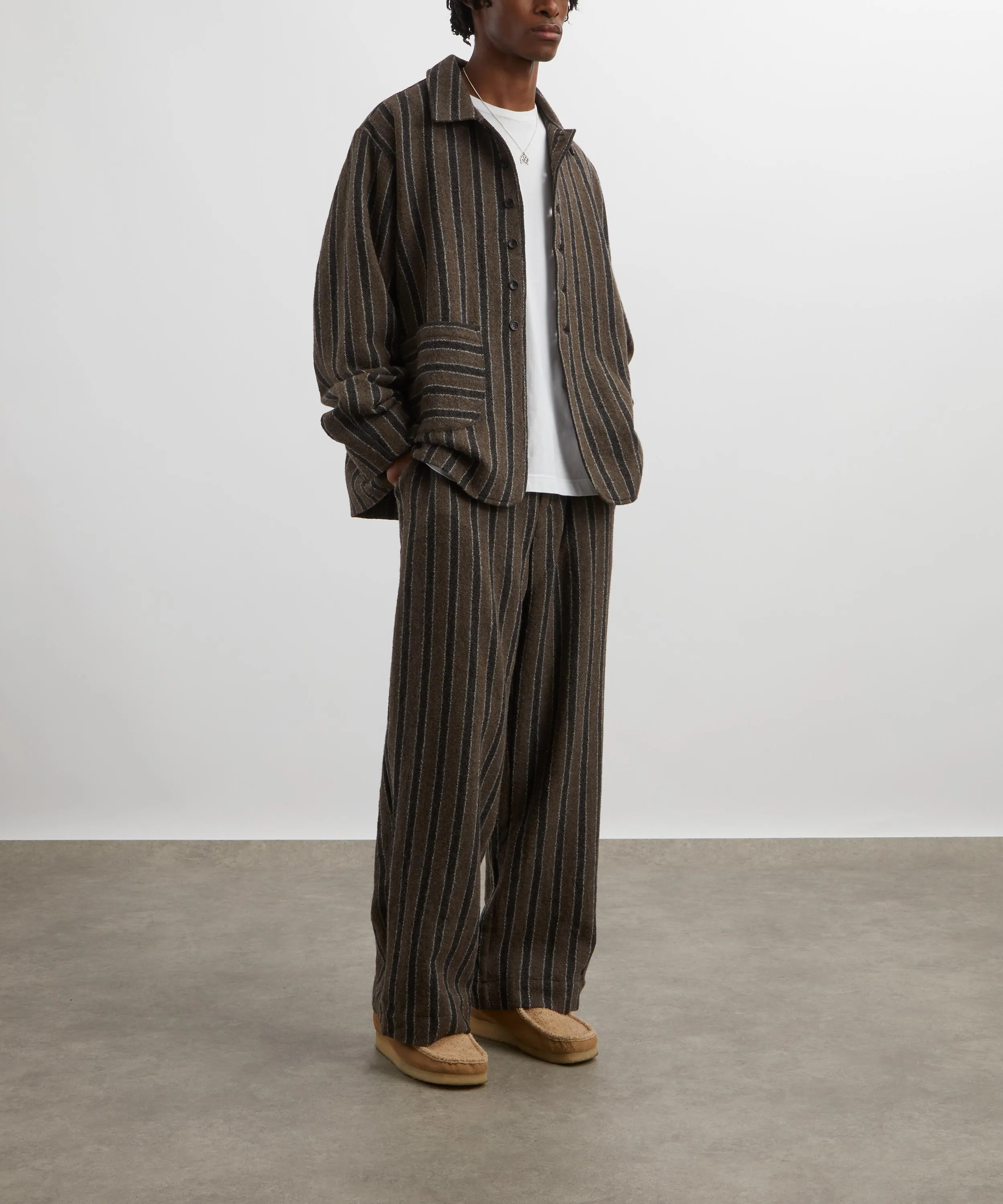 Willa Pleated Striped Wool Pants