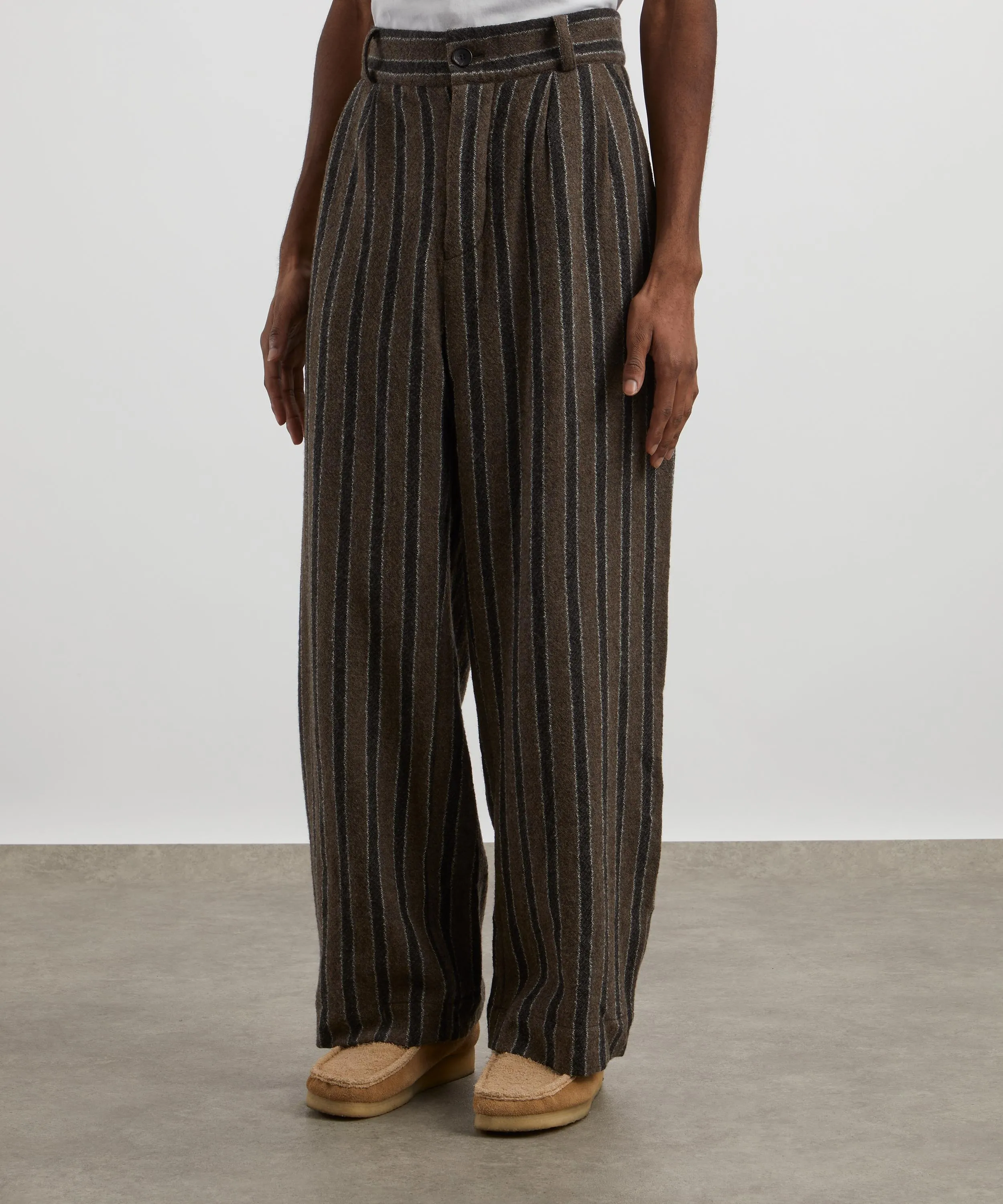 Willa Pleated Striped Wool Pants