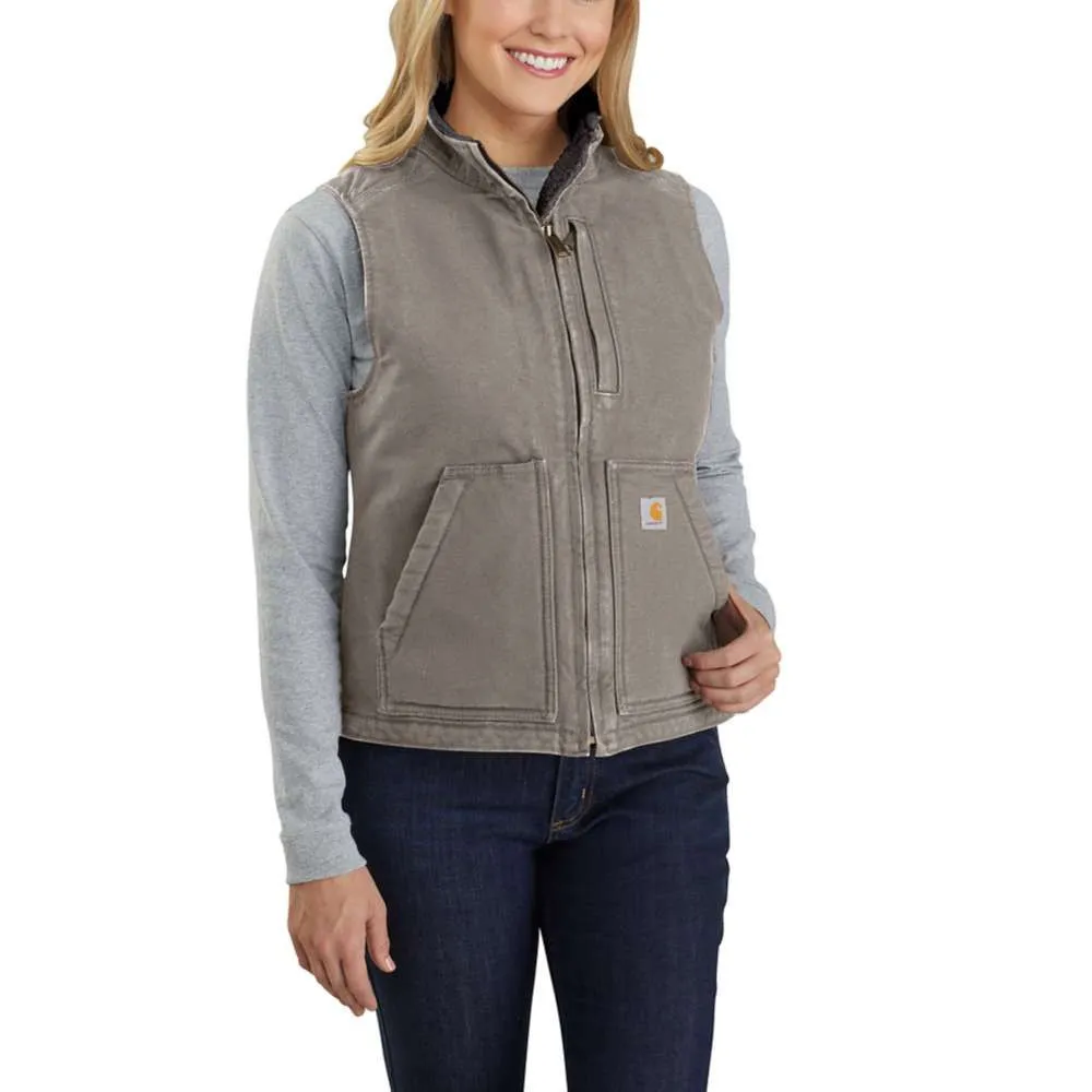 Carhartt 104224 Women's Washed Duck Sherpa Lined Mock Neck Vest