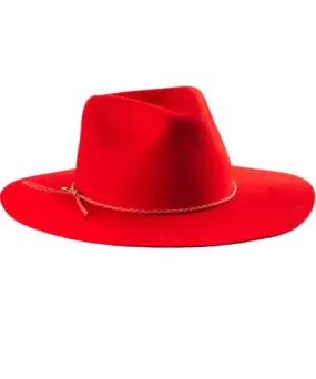 Women's Red Wool Fedora Hat