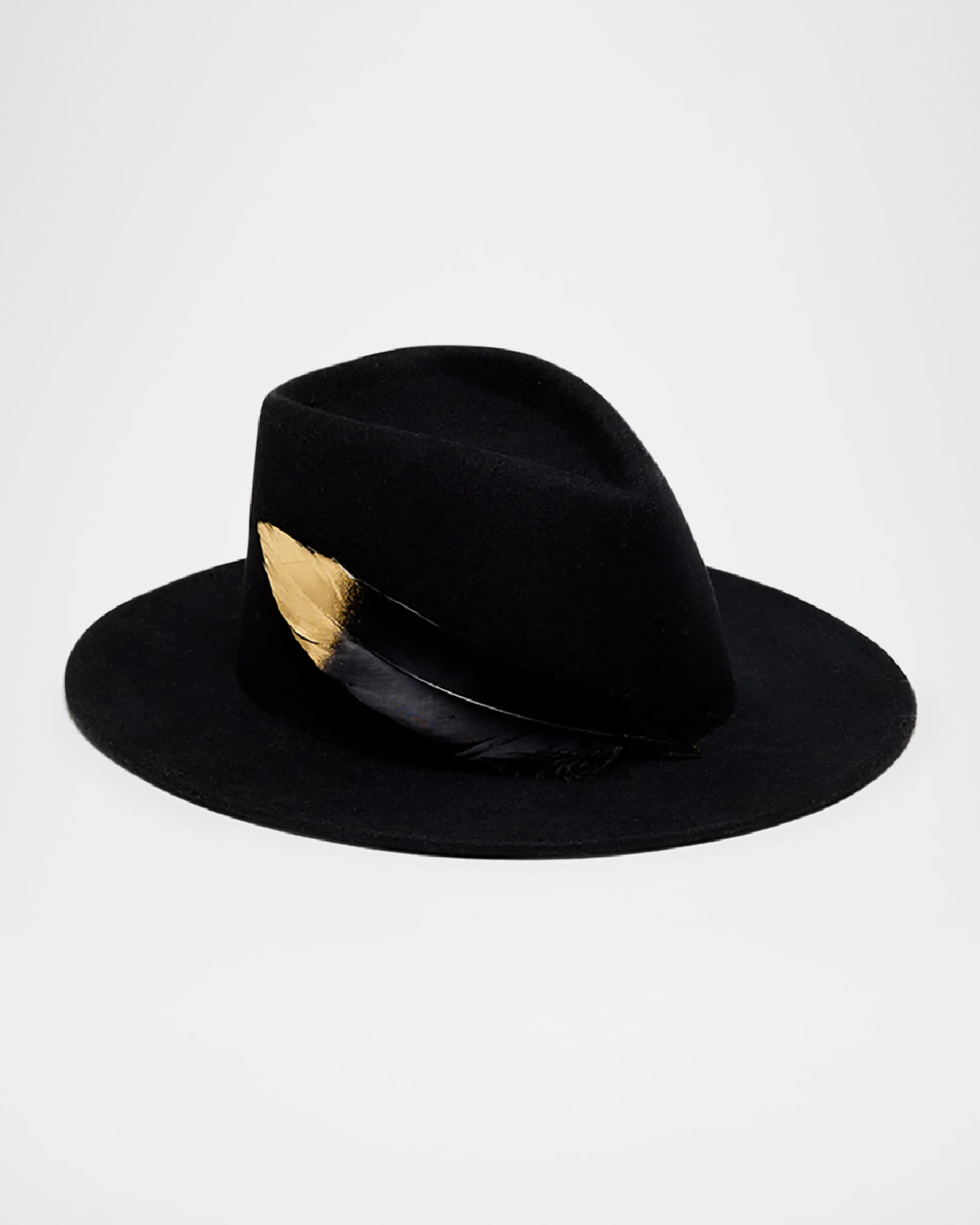 Wool Fedora Hat with Feather Trim - Blaine Collection