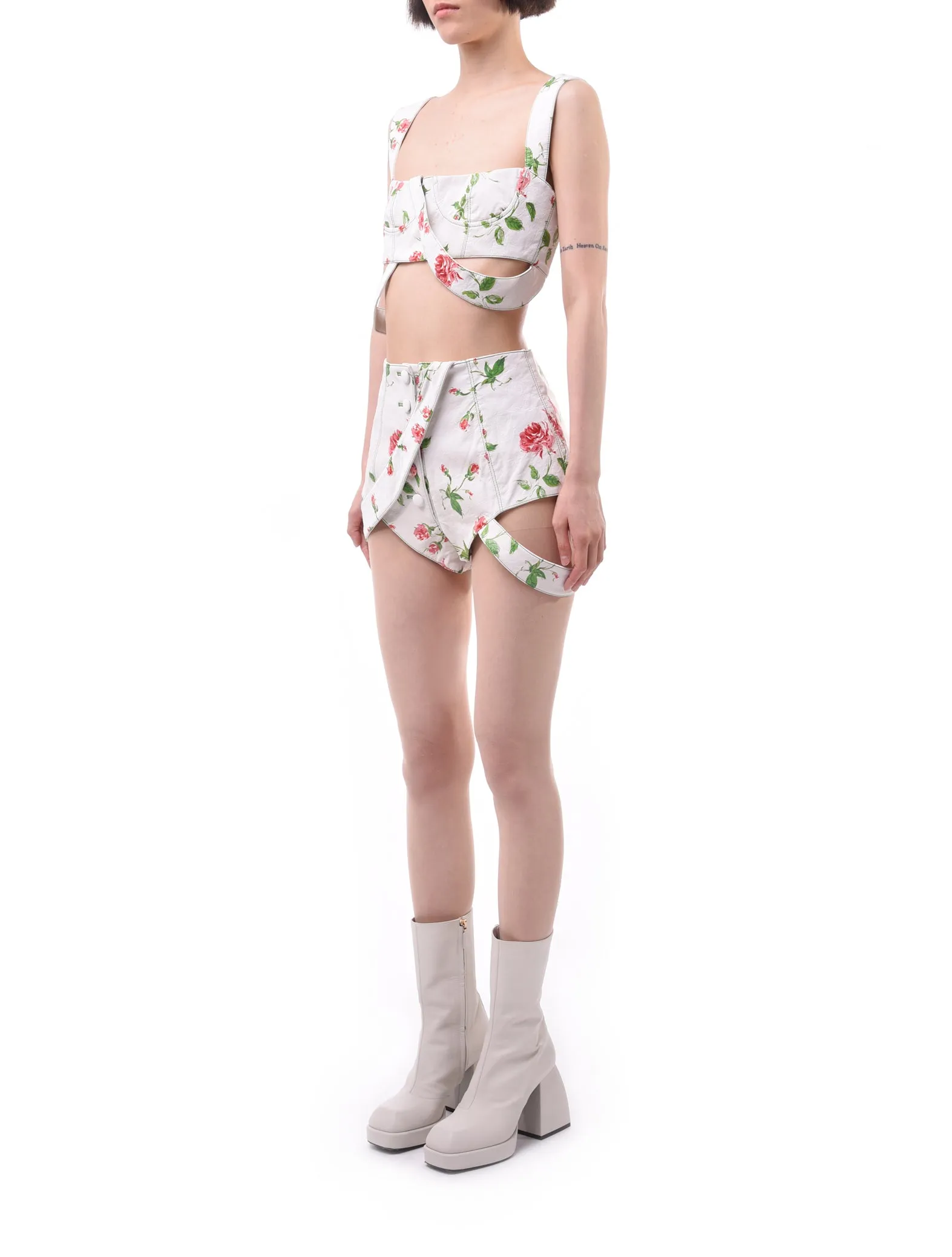 Yuhan Wang Rose Print Mini Shorts